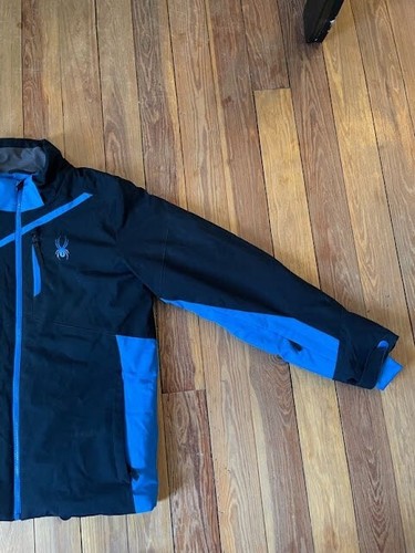 Size 18 kids - Spyder Challenger Boys Ski Winter Jacket Black blue Full Zip - Picture 4 of 11