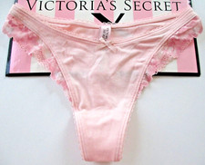 VICTORIA'S SECRET Cotton High Leg Thong Panty S M L XL 2XL Purest Pink Lace Trim