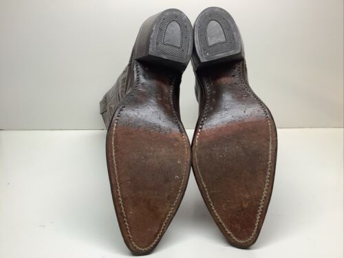 VTG MENS WRANGLER COWBOY SNIP TOE BROWN BOOTS SIZE 8 D - Picture 6 of 10