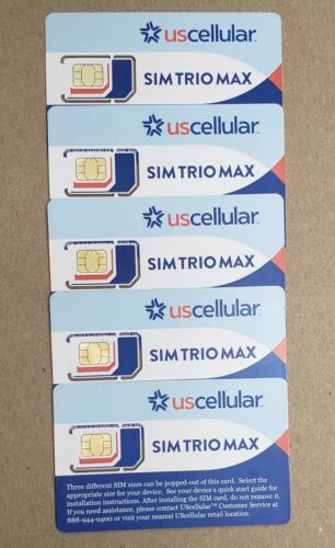 5 New US Cellular SIM Card SIM Trio Max Mini, Micro, Nano options - Picture 1 of 3