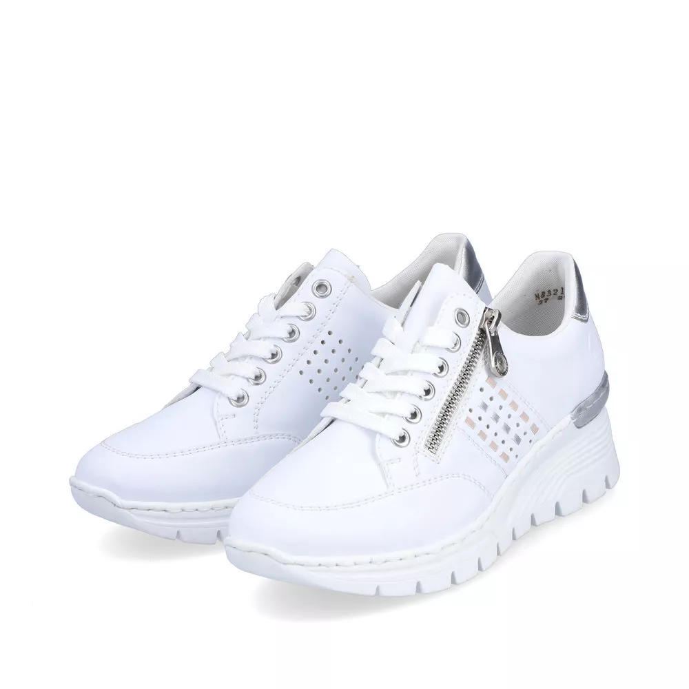 Rieker Women s Sneakers Low Shoes Lace Up Running Shoes White