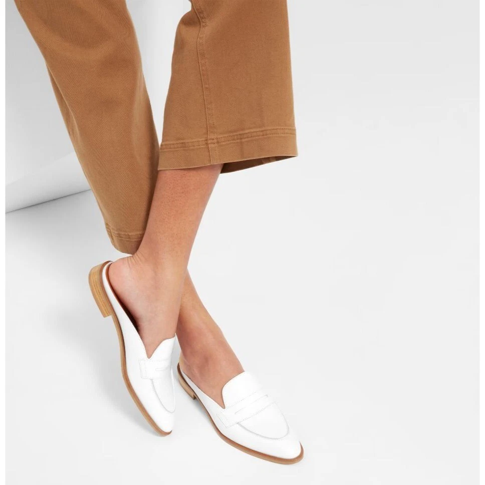 Everlane The Modern Penny Loafer Mule Slip On in White 8 Womens