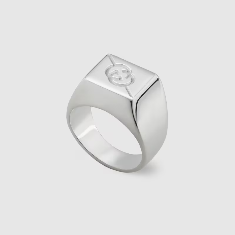 Gucci Tag Chevalier Diagonal Interlocking Ring 19mm Silver Gucci Tag Chevalier Diagonal Interlocking Ring 19mm Silver