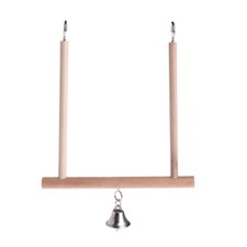 Parrot Perch Swing Wooden Stand with Bell Cage Toys for Small Parrots