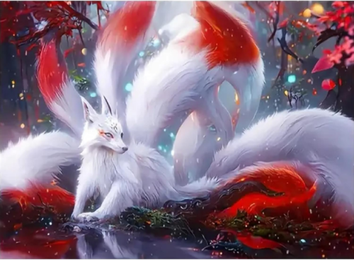Fox Diamond Painting Kits for Adults, Nine Tail Fox Diamond Art Kits for Adults.