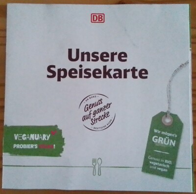 DB Deutsche Bahn 1.Klasse Bordbistro Menu Menükarte Speisekarte gültig Januar 23