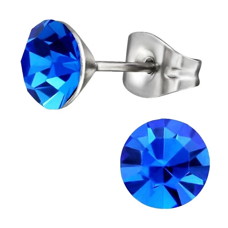 Pendientes de acero inoxidable y cristal para hombres