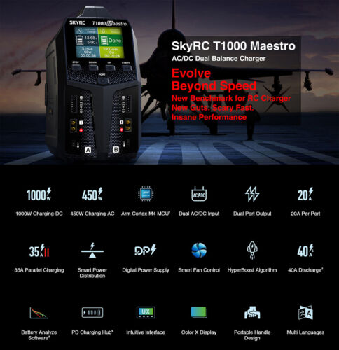 SKYRC T1000 RC Battery Charger for 1-6S Lipo Battery Balance Charger/Discharger - Picture 3 of 29