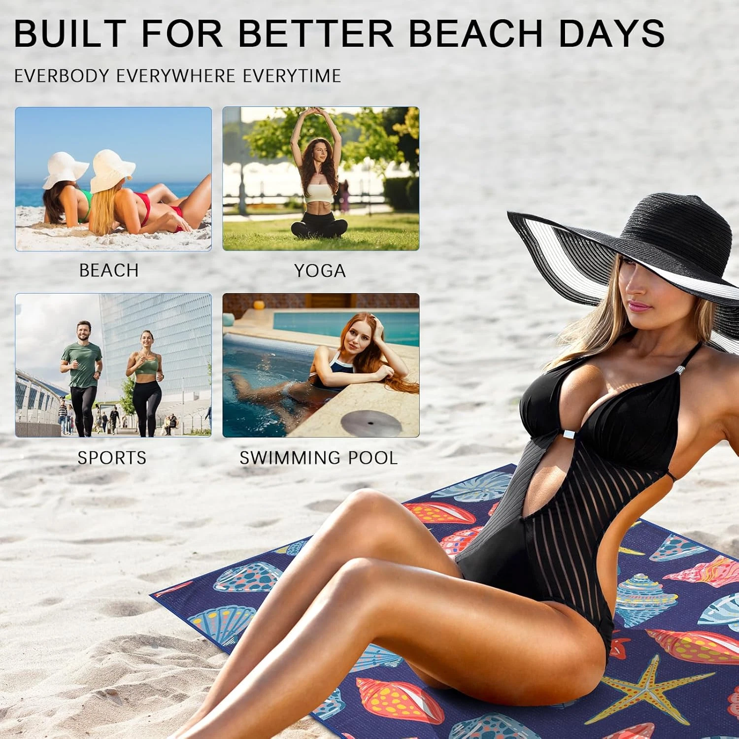 Microfiber Waffle Beach Towels,Ultra Soft and Sand Free Beach Essentials,High Ab