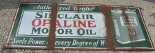 RARE 6' Vintage Porcelain SINCLAIR OPALINE MOTOR OIL ADVERTISING SIGN w CAN