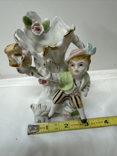 Vintage Porcelain Vase Boy w/Birdhouse & Roses 5" - Picture 8 of 8