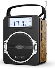Portable AM FM Digital Clock Radio with Bluetooth, 5W Speaker, Rechargeable