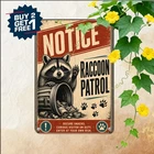 Beware Raccoon Humorous Trash Bandit Sign Vintage Wild Animal Metal Tin Plaque
