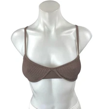 Aritzia Babaton Brown Ribbed Sleeveless Cami Camisole Brallette Crop Tank Top XS