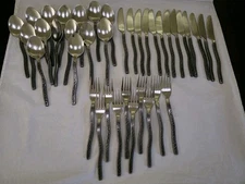 Gourmet Settings New Wave 18/8 Stainless Black Oxidized Striped 38 PC Flatware