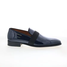Di Bianco Catania Tuxedo Mens Blue Leather Slip On Loafers Casual Shoes 9