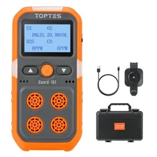 TopTes Guard-101 Gas Detector, 4 Gas Monitor for H2S, CO, LEL and O2, with Vi...