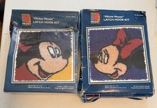 Lot of 2 CARON Mickey Mouse Minnie Latch Hook Rug Kits Unlimited