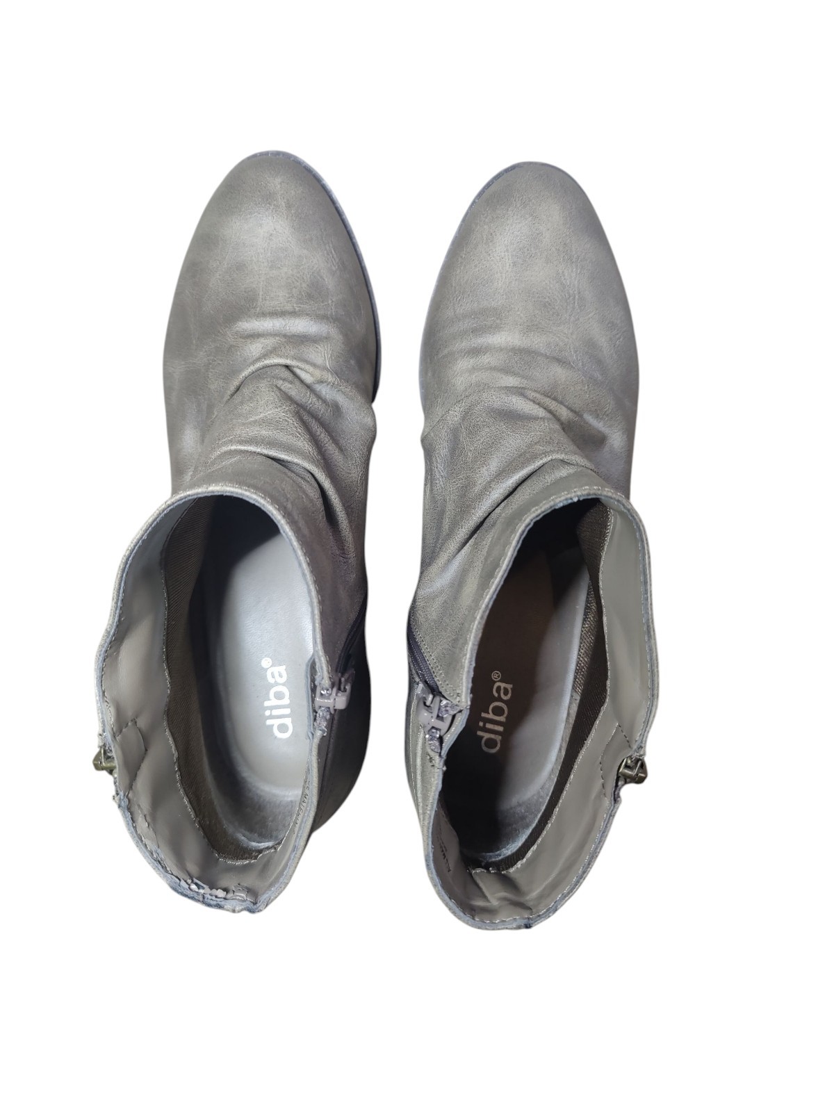 Diba Green-Gray Slouch Faux Leather Western Ankle Boots Zippered 8.5M 1.25" Heel