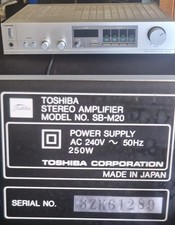 Toshiba SB-M20 Silver Stereo Amplifier 2-Ch Class AB 250W Phono Headphone