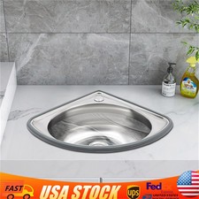Stainless Steel Small Wall Mount Corner Bathroom Sink With Overflow Triangle