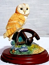 Border Fine Arts "Barn Owl on a Wheel" Model 484342 Rare Vintage Owl figurine