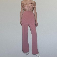 60s beaded two-piece wide leg pants set Sz. S