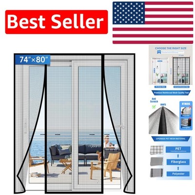 Upgraded 74''x80'' Magnetic Screen Door - Hands-Free Bug Protection for Homes