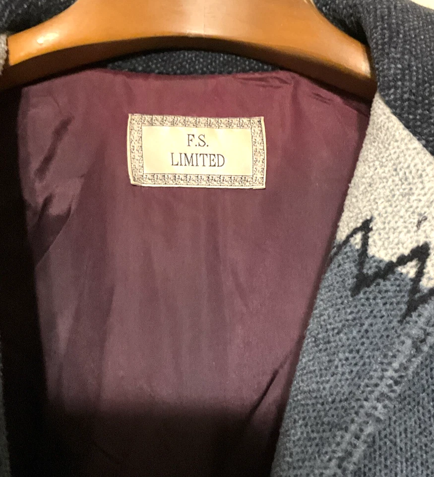 Chaqueta polar vintage FS Limited Aztec Southwest L retazos azul gris EE. UU. Foto 2 de 4