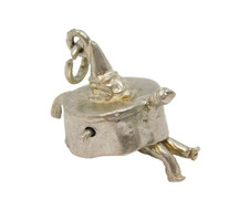 Sterling Silver Articulated Circus Clown Charm Pendant Vintage c1970