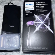 Philips Sonicare Power Flosser 3000 Quad Cordless Black W/ Case & Travel Bag NEW