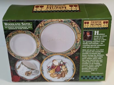 Debbie Mumm Woodland Santa 20-teiliges Servierset, Top Zustand, komplett - Bild 1 von 4
