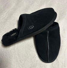UGG Pearle Slippers Black Suede Sheepskin Scuff Women  s Size 6 US Excellent