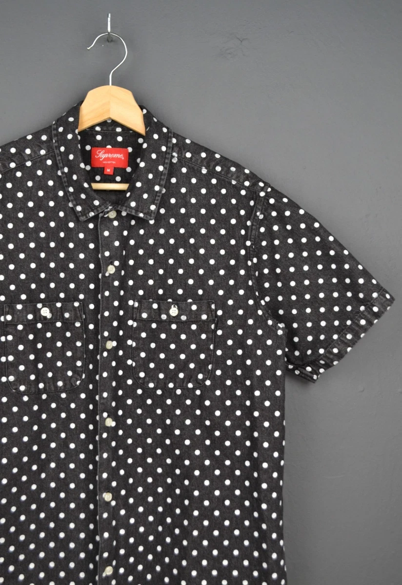 Supreme Denim Polka Dot Casual Button-Down Shirts for Men for sale