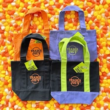 New Trader Joes Mini Halloween Canvas Tote Bag Set of 4 limited Edition