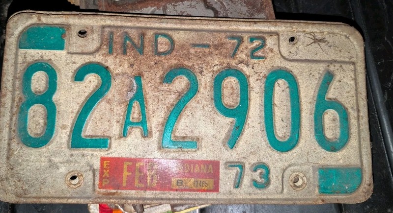 Vintage 1972 Indiana State License Plate Tag Authentic Mancave Garage Pub Decor 