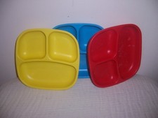 Lot of 3 replay plates Baby Toddler Plates red ylw bl