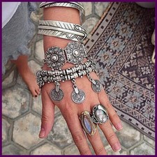 Moda Étnica Pareja Pulseras Para Mujer Bohemia Cadena Eslabón Moneda Dije De Colección