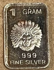 1 gram of .999 Fine Silver. Free Shipping