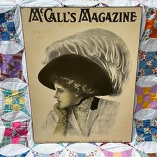 McCalls Magazine January 1909 Magazine Cover Wall Art Print on Particle Board