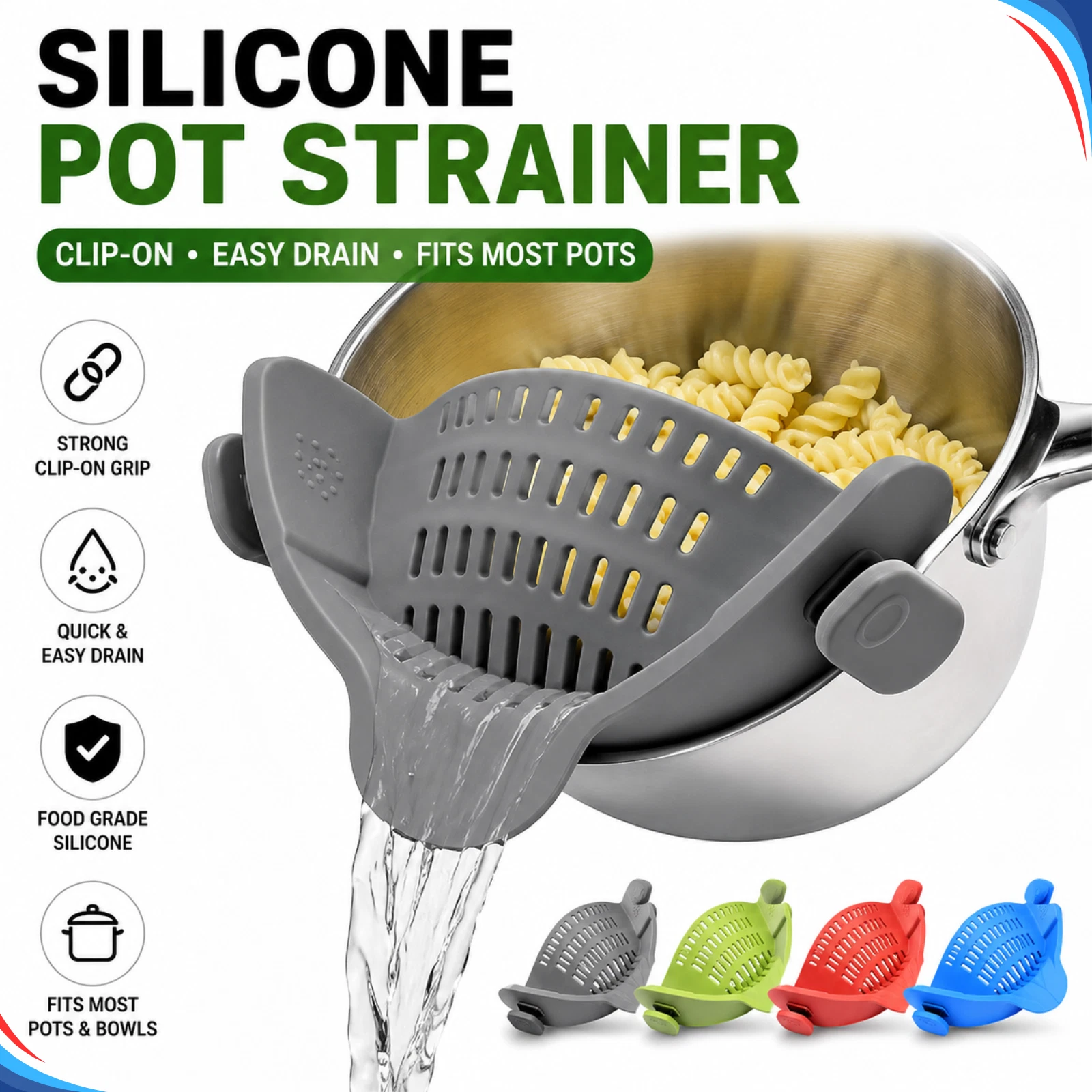 1pc Adjustable Clip Strainer for Pots Pans & Bowls Kitchen Pot Strainers Tool
Opens in a new window