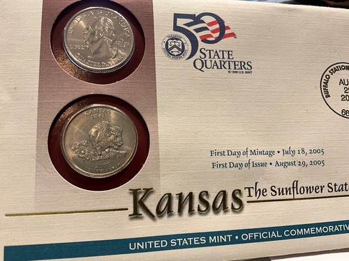 50 STATE QUARTERS 'KANSAS THE SUNFLOWER STATE' U.S. MINT ENVELOPE - Picture 9 of 20