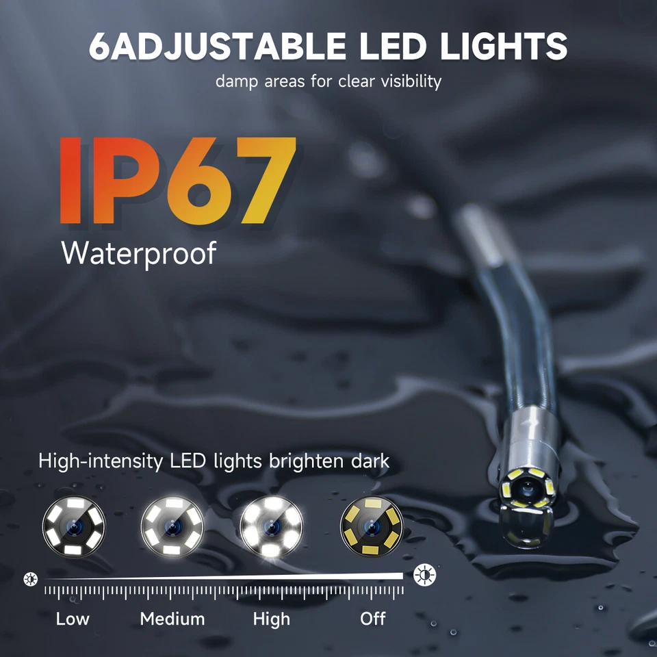 1.6M Endoskop mit 4.3" LCD 1080P HD Inspektionkamera IP67 Rohrkamera Endoscope - Bild 4 von 4