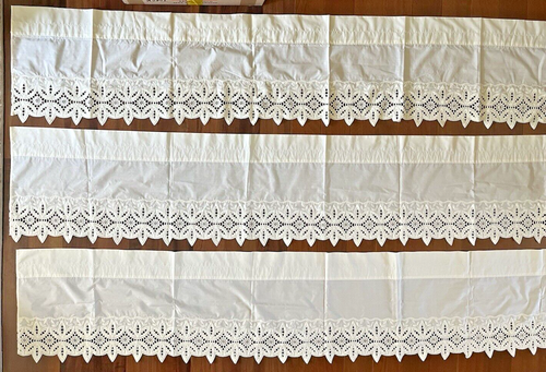 Country Curtains At The Red Lion Inn Cream Eyelet Trim Lot of 8 Swag Valance - Picture 8 of 18