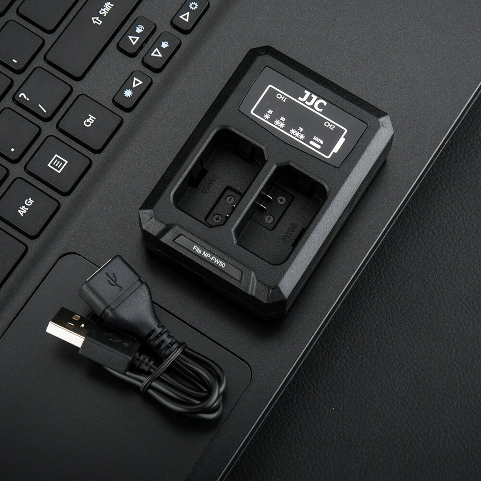 USB 双电池充电器 适合 NP-FW50 fr 索尼 A7 II A7R II A7S A6500 A6400 A6300 — 第 2/4 张图片
