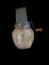 Vintage Androck Nut Grinder Chopper Floral Metal Glass Rustic Kitchen Farmhouse