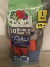 Fruit Of The Loom 10 Pack Boxer Briefs Cool Zone Fly Boys Size L 14-16