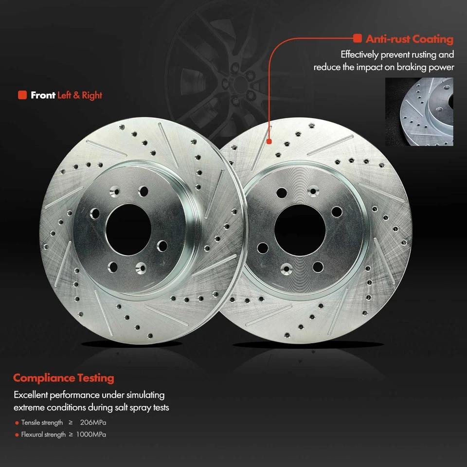 2 piezas rotores de freno delanteros perforados para Hyundai Accent 18-20 Kia Rio 2012-2022 Foto 2 de 4