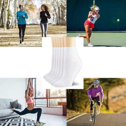 6 Pairs Women's & Men's Mini Crew/Ankle Cotton Athletic Socks with Thick Cush... - Picture 6 of 6