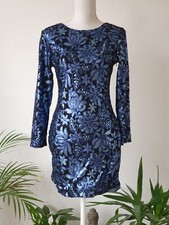 Blue Sequin Mini Bodycon Dress Size 12 New RRP £75